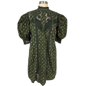 FARM Rio Green and Yellow Long Sleeve Dress